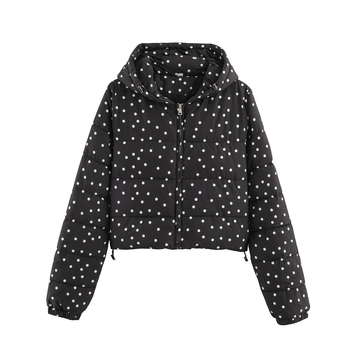 Veste en coton à pois à capuche zippée pour femmes