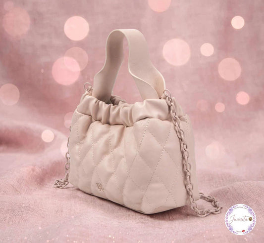 Sac bourse avec chaîne bandoulière rose poudré