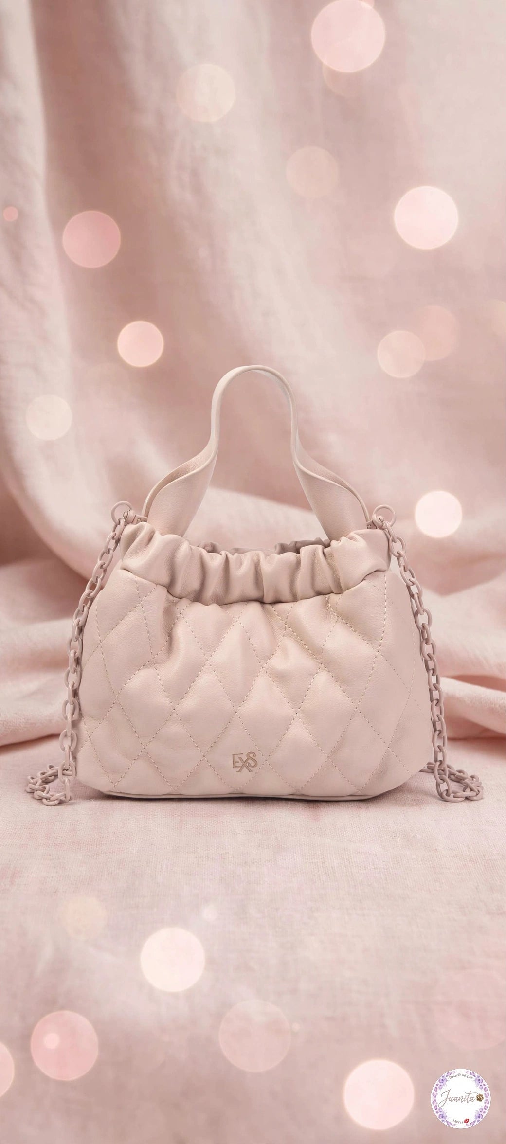 Sac bourse avec chaîne bandoulière rose poudré
