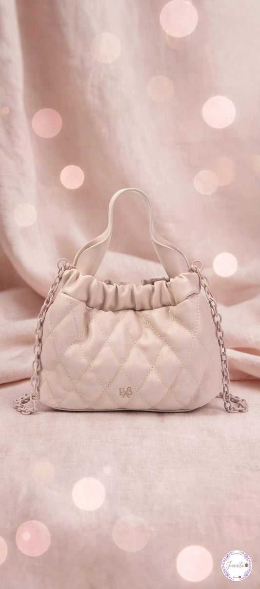 Sac bourse avec chaîne bandoulière rose poudré