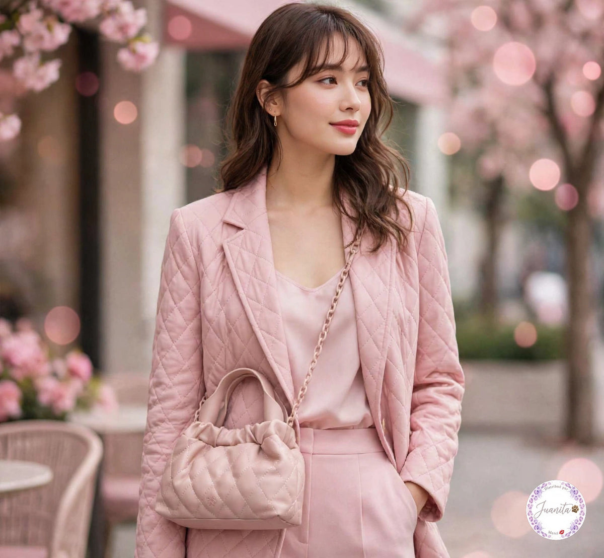 Sac bourse avec chaîne bandoulière rose fumé